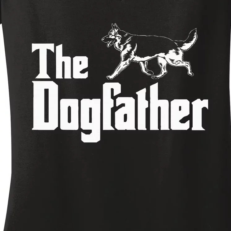 The Dogfather German Shepherd Funny Gift Women's V-Neck T-Shirt