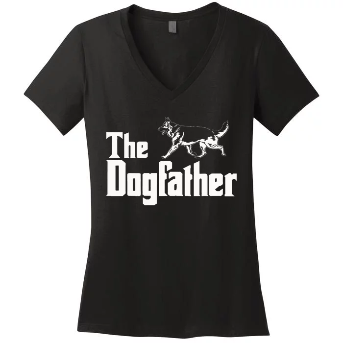 The Dogfather German Shepherd Funny Gift Women's V-Neck T-Shirt