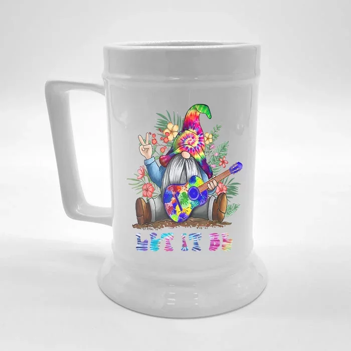 Tie Dye Gnome Peace Playing Guigifttar Hippie Gnome Colorful Gift Front & Back Beer Stein