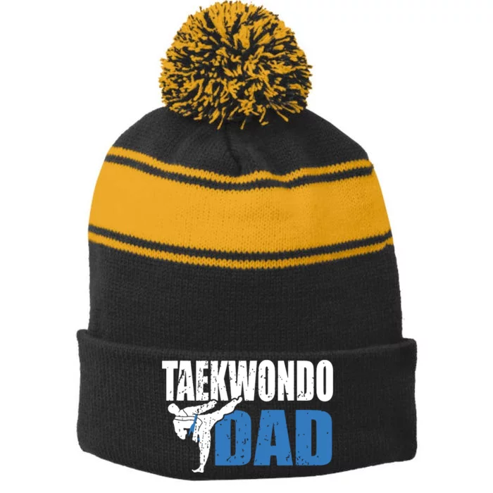 Taekwondo Dad Gift Idea Tae Cool Taekwondo Uniform Stripe Pom Pom Beanie