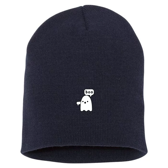 Thumbs Down Ghost Screaming Boo Disapproval Ghost Halloween Short Acrylic Beanie