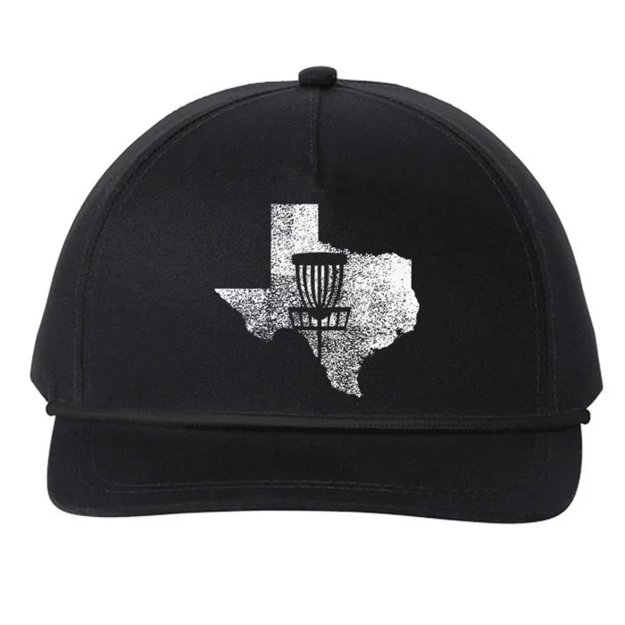 Texas Disc Golf State With Basket Distressed Snapback Five-Panel Rope Hat