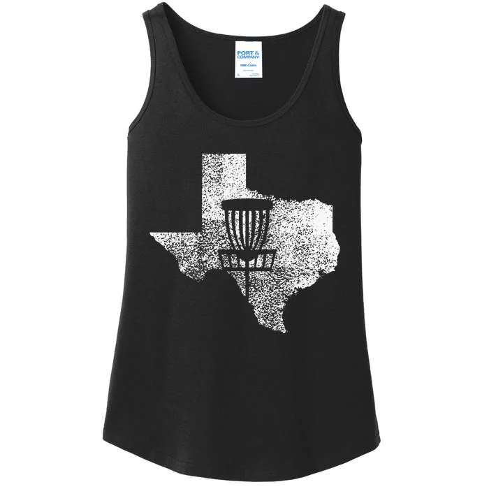 Texas Disc Golf State With Basket Distressed Ladies Essential Tank