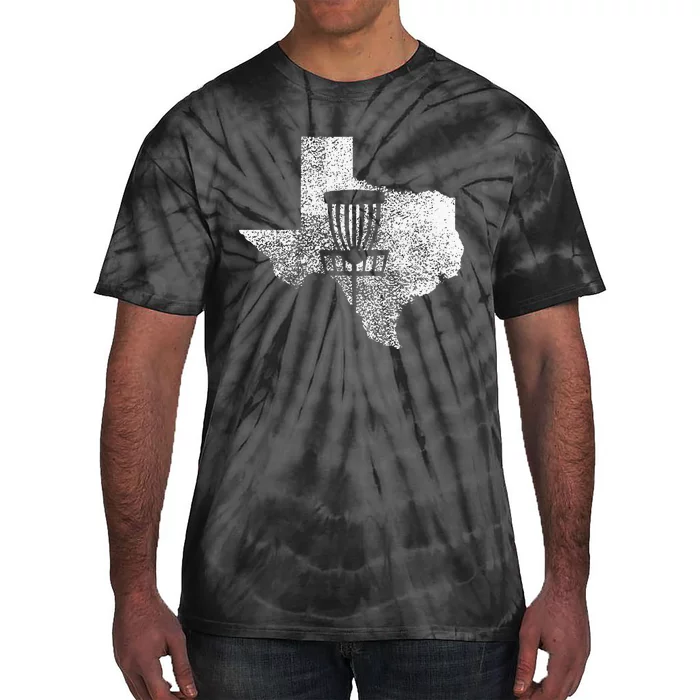 Texas Disc Golf State With Basket Distressed Tie-Dye T-Shirt