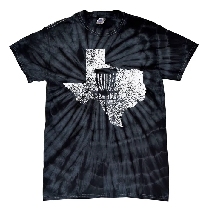 Texas Disc Golf State With Basket Distressed Tie-Dye T-Shirt