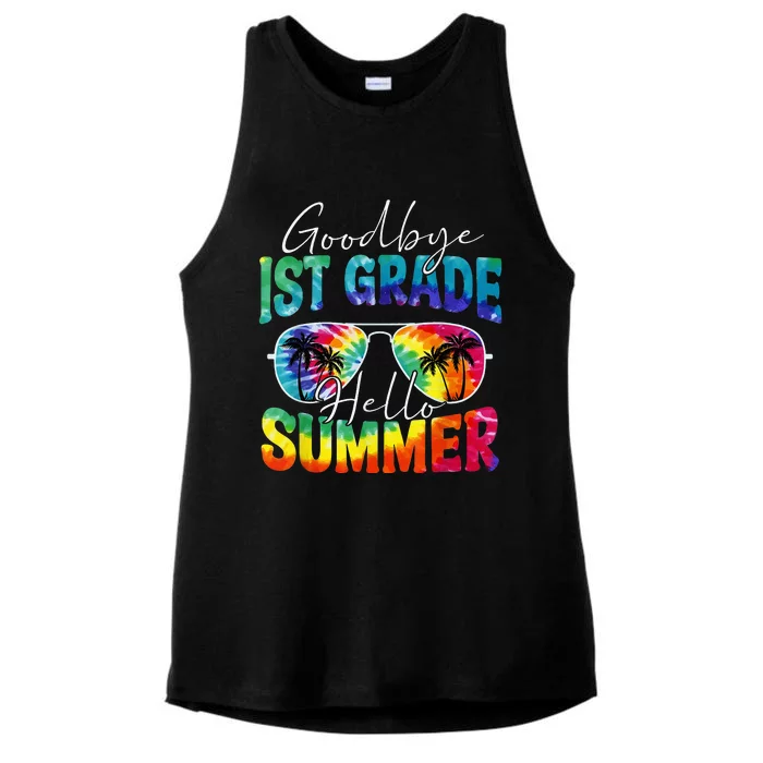 Tie Dye Goodbye 1st Grade Hello Summer Last Day Of School Ladies Tri-Blend Wicking Tank