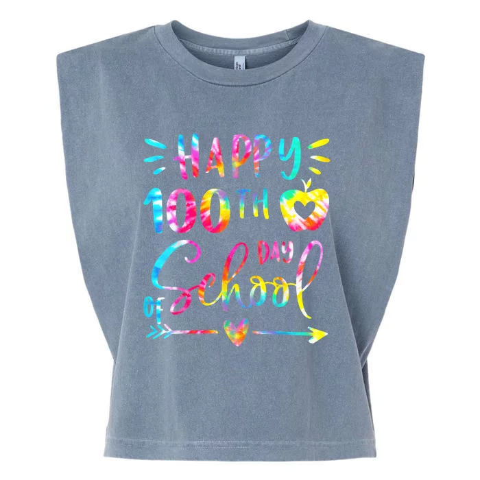 Tie Dye Happy 100th Day Of School Teacher Student 100 Days Garment-Dyed Women's Muscle Tee