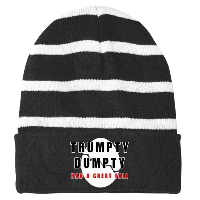 Trumpty Dumpty Had A Great Fall Cracked Egg Striped Beanie with Solid Band