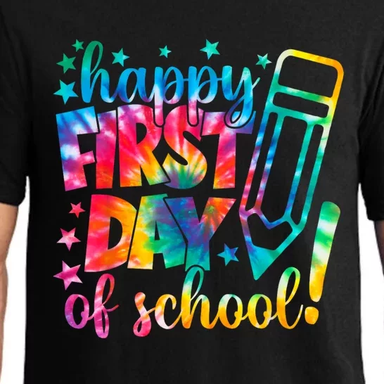 Tie Dye Happy First Day Of School Back To School Teacher Kids Pajama Set