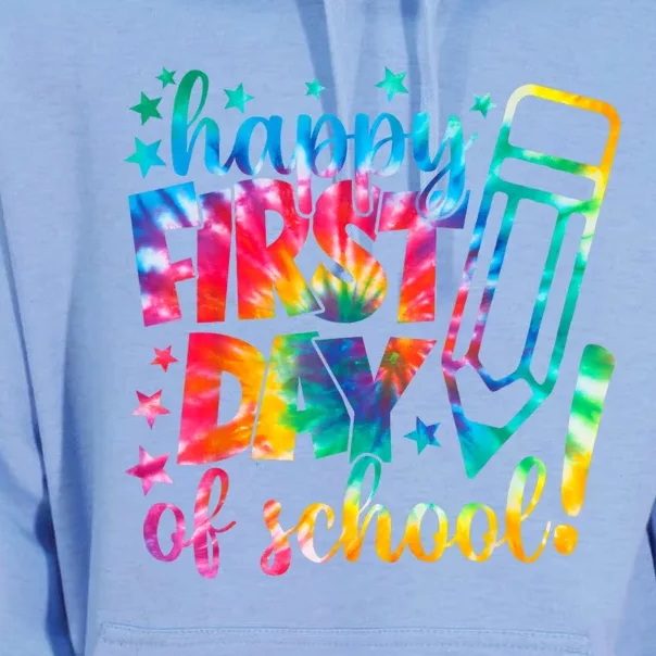 Tie Dye Happy First Day Of School Back To School Teacher Kids Unisex Surf Hoodie