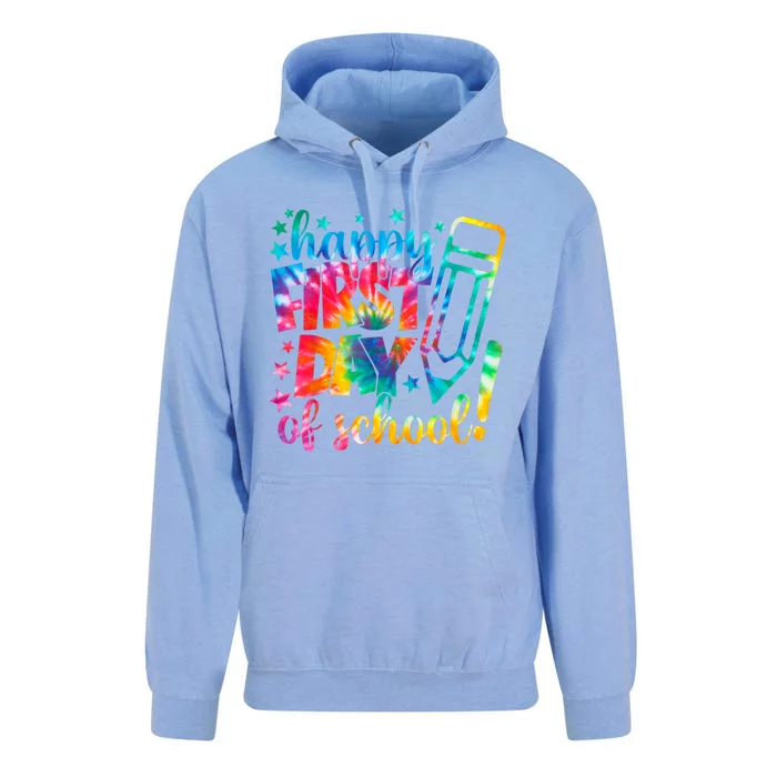 Tie Dye Happy First Day Of School Back To School Teacher Kids Unisex Surf Hoodie