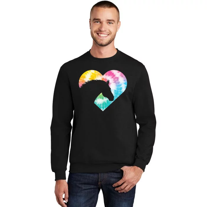 Tie Dye Horse Heart Shaped Animal Lover Horseback Rider Tall Sweatshirt