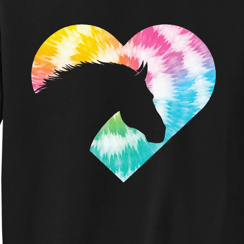 Tie Dye Horse Heart Shaped Animal Lover Horseback Rider Tall Sweatshirt