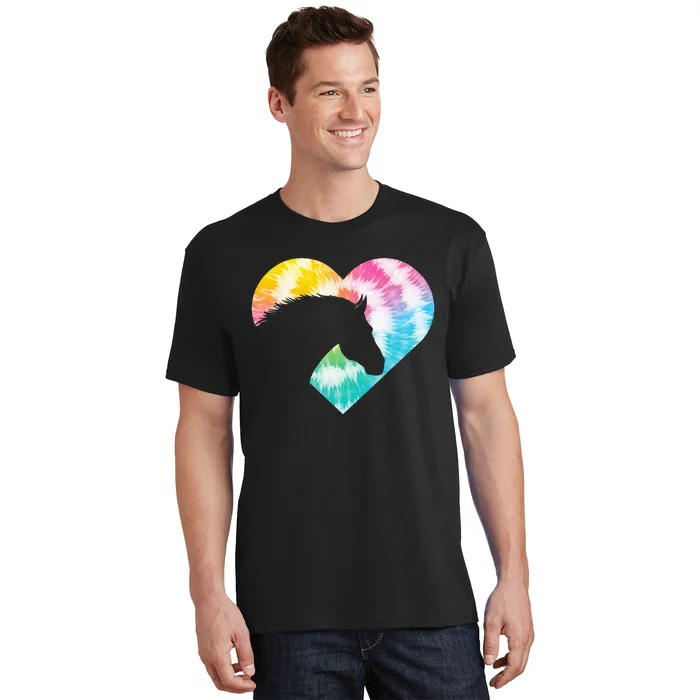 Tie Dye Horse Heart Shaped Animal Lover Horseback Rider T-Shirt