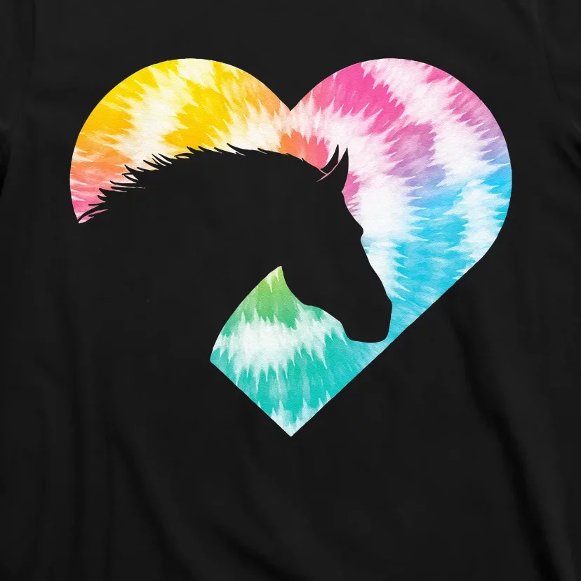 Tie Dye Horse Heart Shaped Animal Lover Horseback Rider T-Shirt