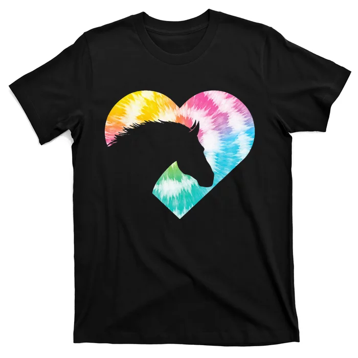 Tie Dye Horse Heart Shaped Animal Lover Horseback Rider T-Shirt