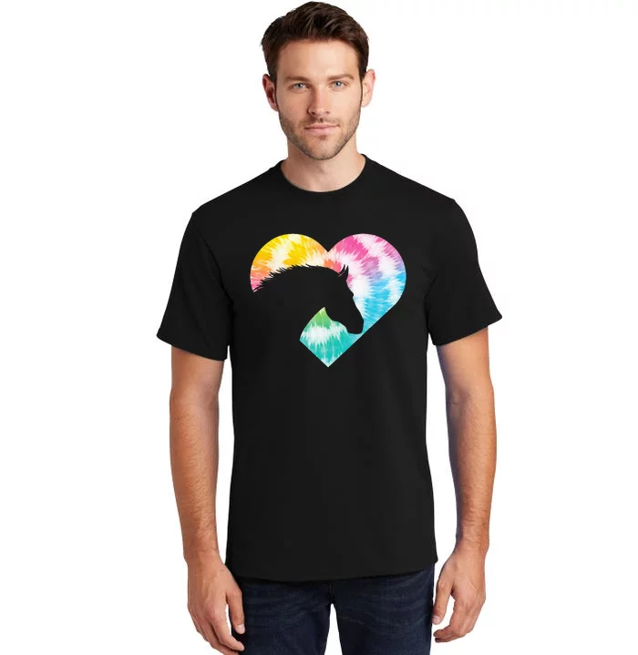 Tie Dye Horse Heart Shaped Animal Lover Horseback Rider Tall T-Shirt