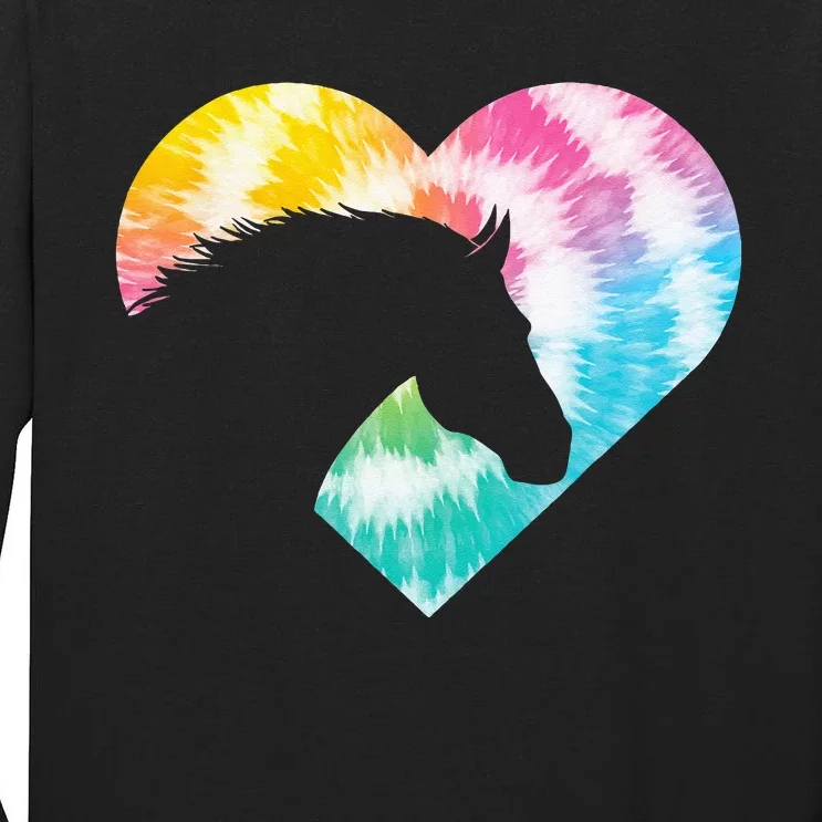 Tie Dye Horse Heart Shaped Animal Lover Horseback Rider Tall Long Sleeve T-Shirt