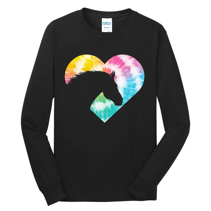 Tie Dye Horse Heart Shaped Animal Lover Horseback Rider Tall Long Sleeve T-Shirt