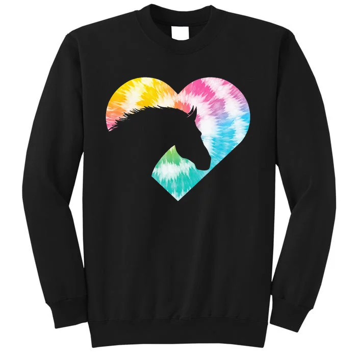 Tie Dye Horse Heart Shaped Animal Lover Horseback Rider Tall Sweatshirt