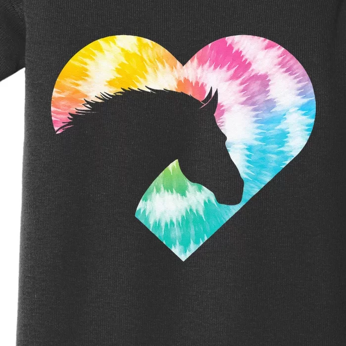 Tie Dye Horse Heart Shaped Animal Lover Horseback Rider Baby Bodysuit