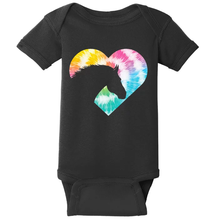 Tie Dye Horse Heart Shaped Animal Lover Horseback Rider Baby Bodysuit