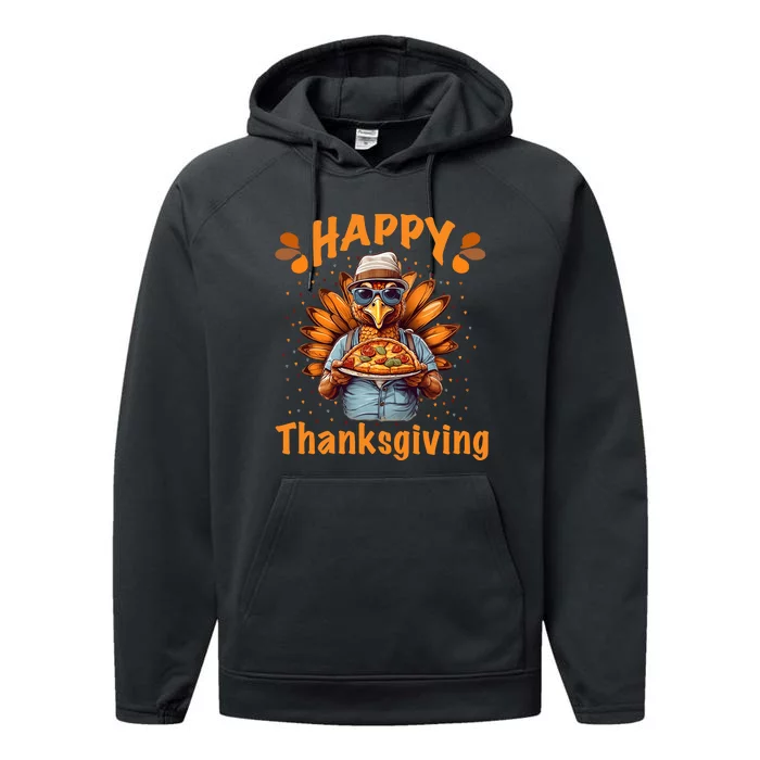 Turkey Day Happy Thanksgiving Family Dinner Performance Fleece Hoodie