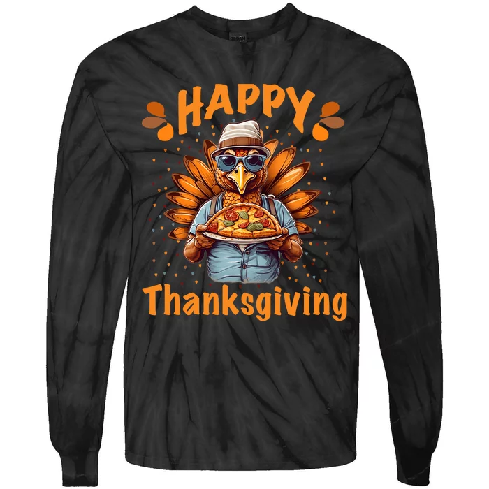 Turkey Day Happy Thanksgiving Family Dinner Tie-Dye Long Sleeve Shirt