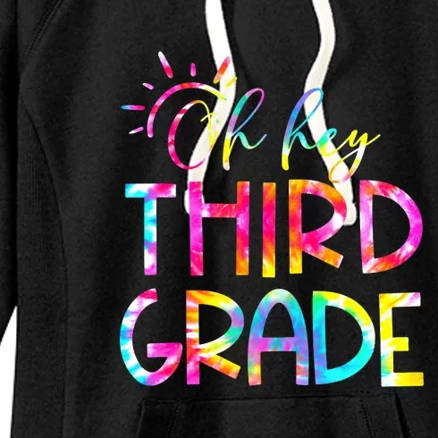 Tie Dye Hello 3rd Third Grade Teacher Student Back To School Women's Fleece Hoodie