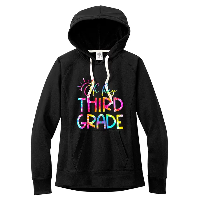 Tie Dye Hello 3rd Third Grade Teacher Student Back To School Women's Fleece Hoodie