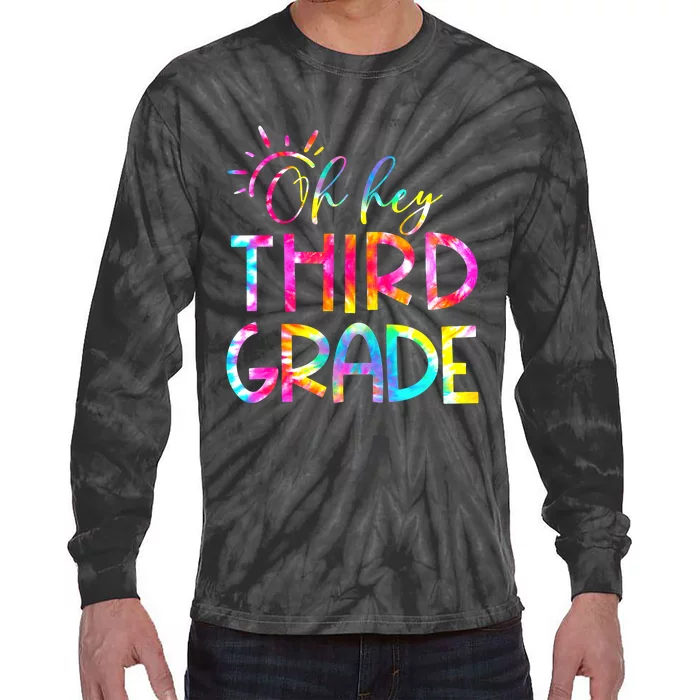 Tie Dye Hello 3rd Third Grade Teacher Student Back To School Tie-Dye Long Sleeve Shirt