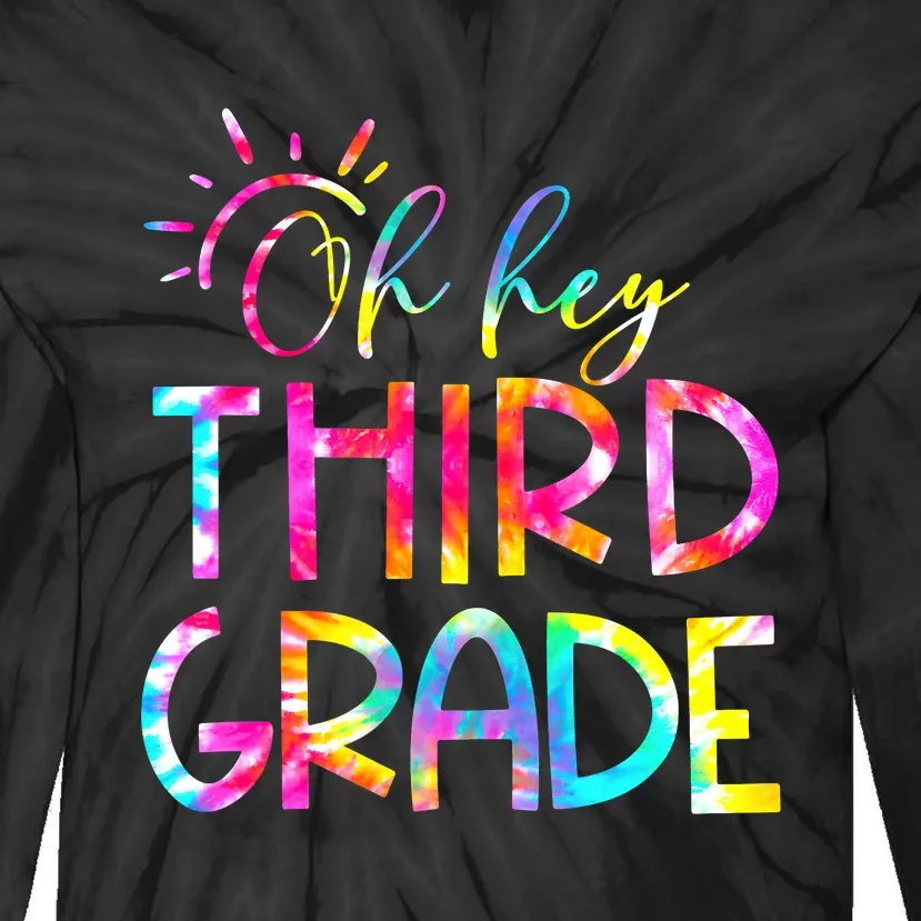 Tie Dye Hello 3rd Third Grade Teacher Student Back To School Tie-Dye Long Sleeve Shirt