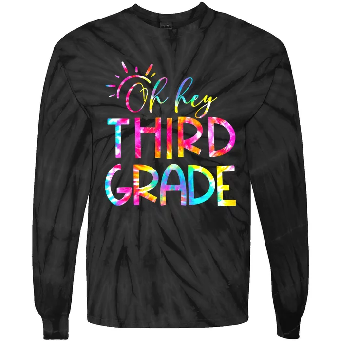 Tie Dye Hello 3rd Third Grade Teacher Student Back To School Tie-Dye Long Sleeve Shirt