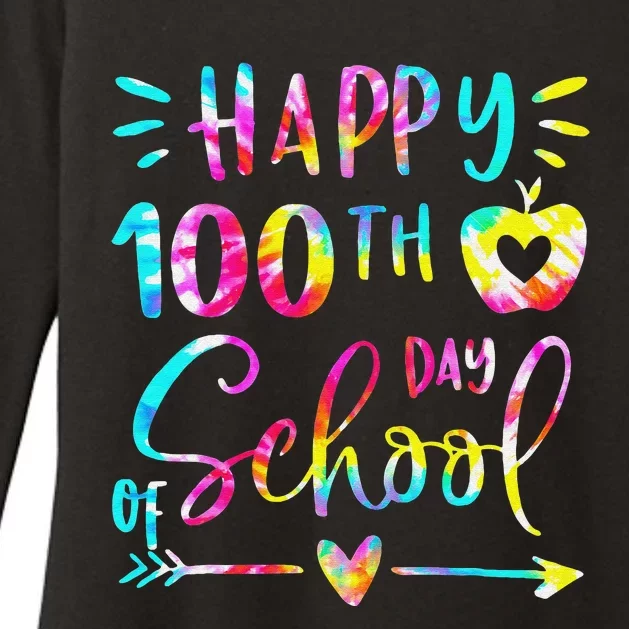 Tie Dye Happy 100th Day Of School Teacher Student 100 Days Womens CVC Long Sleeve Shirt