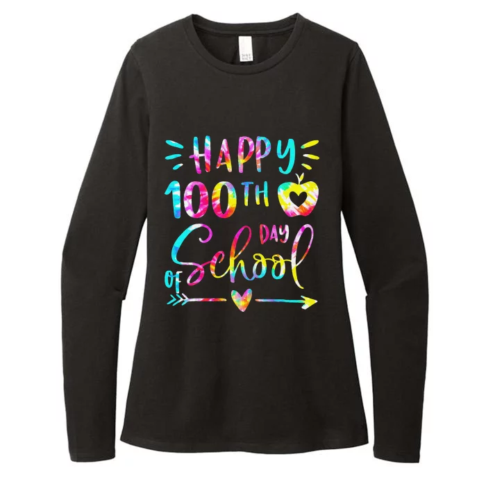 Tie Dye Happy 100th Day Of School Teacher Student 100 Days Womens CVC Long Sleeve Shirt