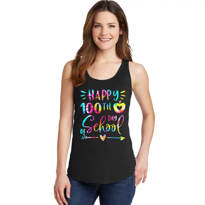 Tie Dye Happy 100th Day Of School Teacher Student 100 Days Ladies Essential Tank