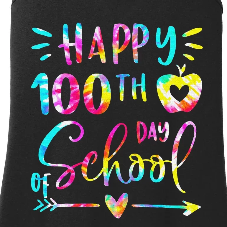 Tie Dye Happy 100th Day Of School Teacher Student 100 Days Ladies Essential Tank