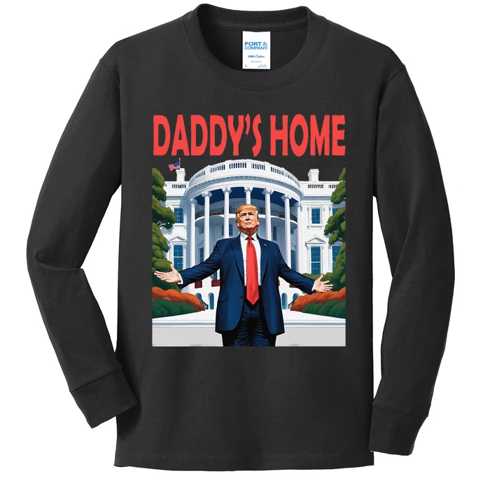 Trump Daddys Home White House Kids Long Sleeve Shirt