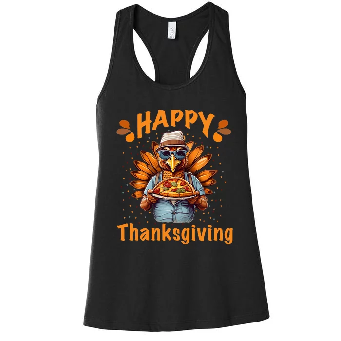 turkey day Happy thanksgiving family dinner Women's Racerback Tank