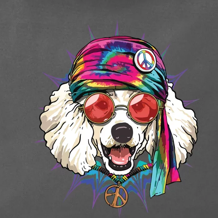 Tie Dye Hippie Poodle Hippiness Peace Love Dog Zip Tote Bag