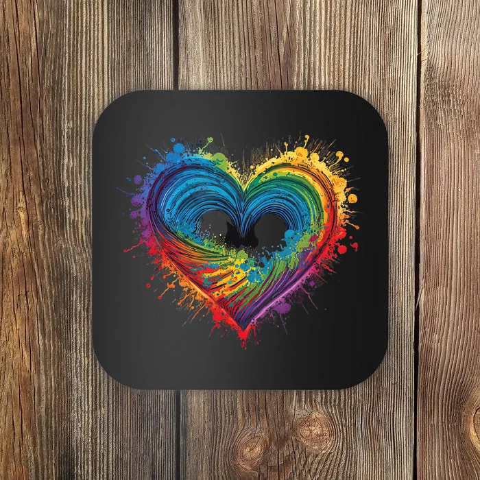 Tie Dye Heart Valentines Day Graphic Design Coaster