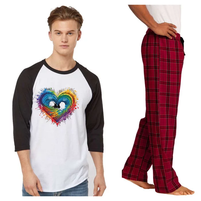 Tie Dye Heart Valentines Day Graphic Design Raglan Sleeve Pajama Set