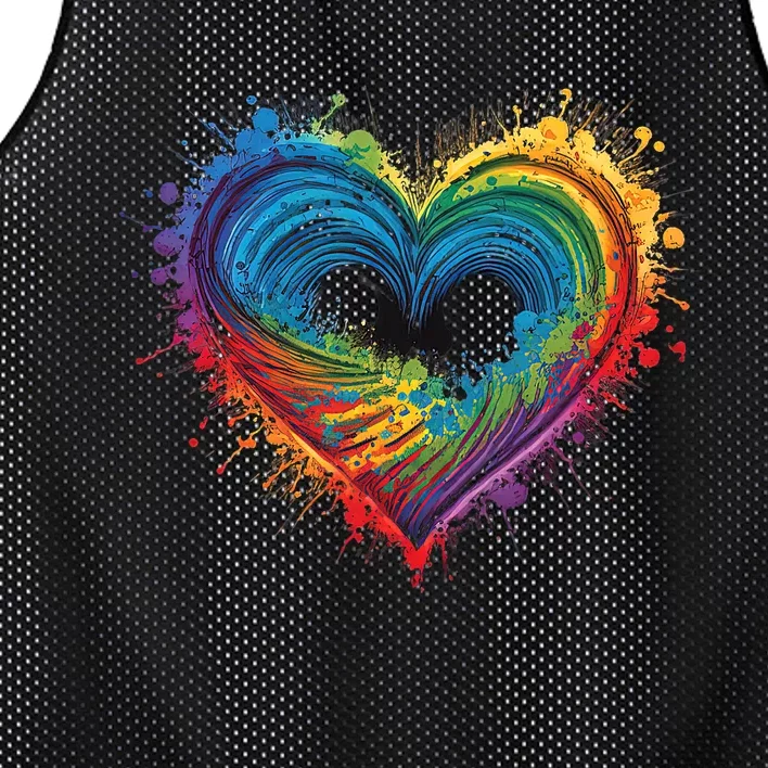 Tie Dye Heart Valentines Day Graphic Design Mesh Reversible Basketball Jersey Tank