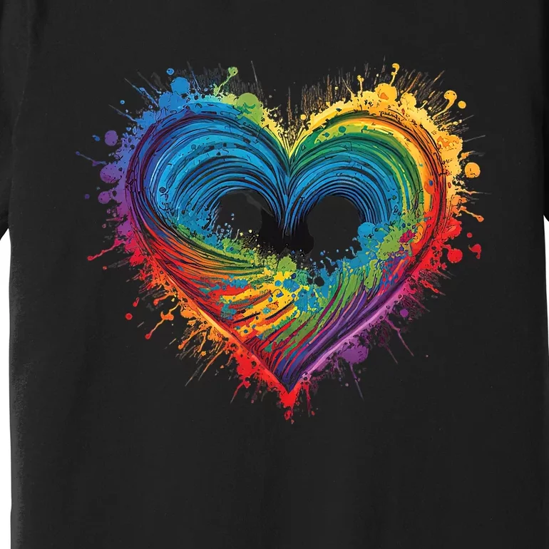 Tie Dye Heart Valentines Day Graphic Design Premium T-Shirt