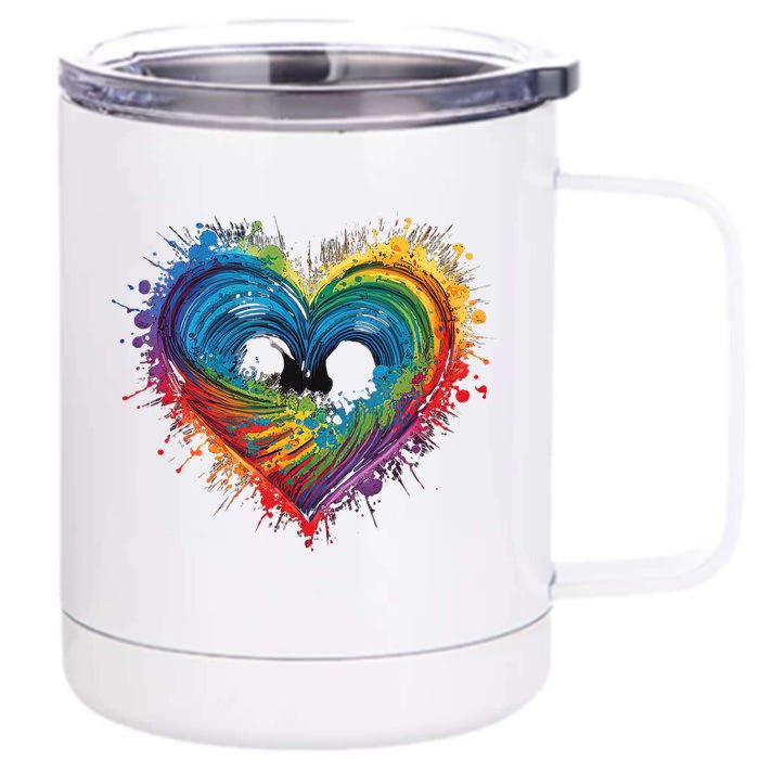 Tie Dye Heart Valentines Day Graphic Design Front & Back 12oz Stainless Steel Tumbler Cup