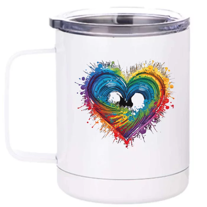 Tie Dye Heart Valentines Day Graphic Design Front & Back 12oz Stainless Steel Tumbler Cup