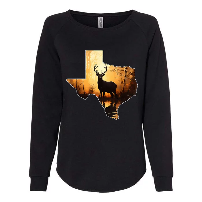 Texas Deer Hunter Forest Silhouette Texan Wildlife Lover Womens California Wash Sweatshirt