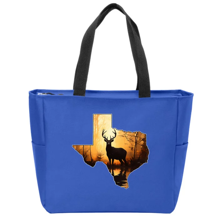 Texas Deer Hunter Forest Silhouette Texan Wildlife Lover Zip Tote Bag