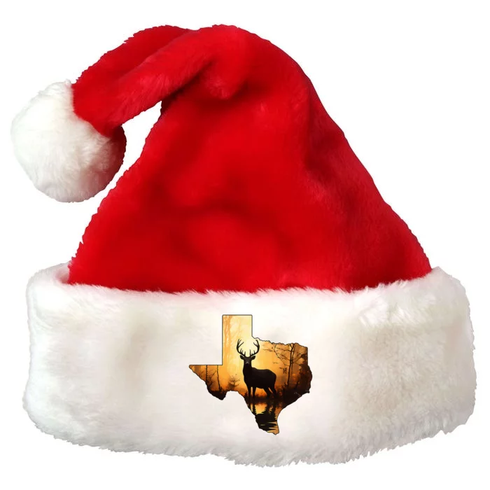 Texas Deer Hunter Forest Silhouette Texan Wildlife Lover Premium Christmas Santa Hat