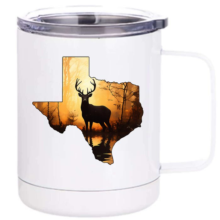 Texas Deer Hunter Forest Silhouette Texan Wildlife Lover Front & Back 12oz Stainless Steel Tumbler Cup